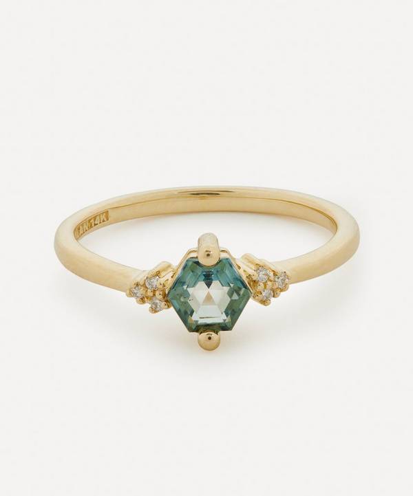 Suzanne Kalan - 14ct Gold Green Envy Topaz Diamond Ring image number 0