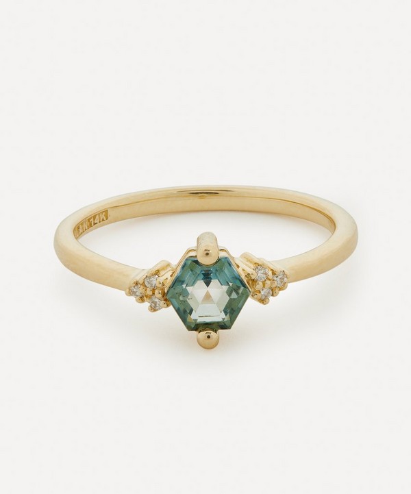 Suzanne Kalan - 14ct Gold Green Envy Topaz Diamond Ring image number null