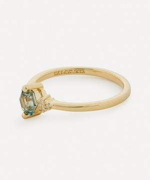 Suzanne Kalan - 14ct Gold Green Envy Topaz Diamond Ring image number 2