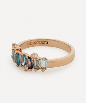 Suzanne Kalan - 14ct Rose Gold Fireworks Diamond And Blue Topaz Ring image number 2