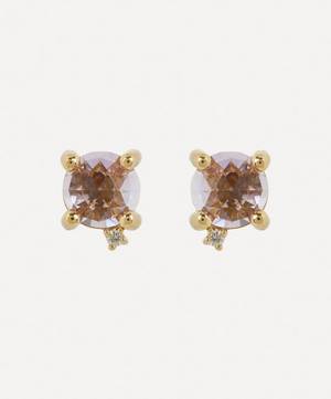 14ct Gold Faceted Rose de France Diamond Stud Earrings