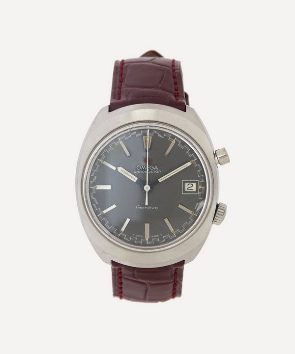 Designer Vintage - 1960s Omega Chronostop White Metal Watch image number null