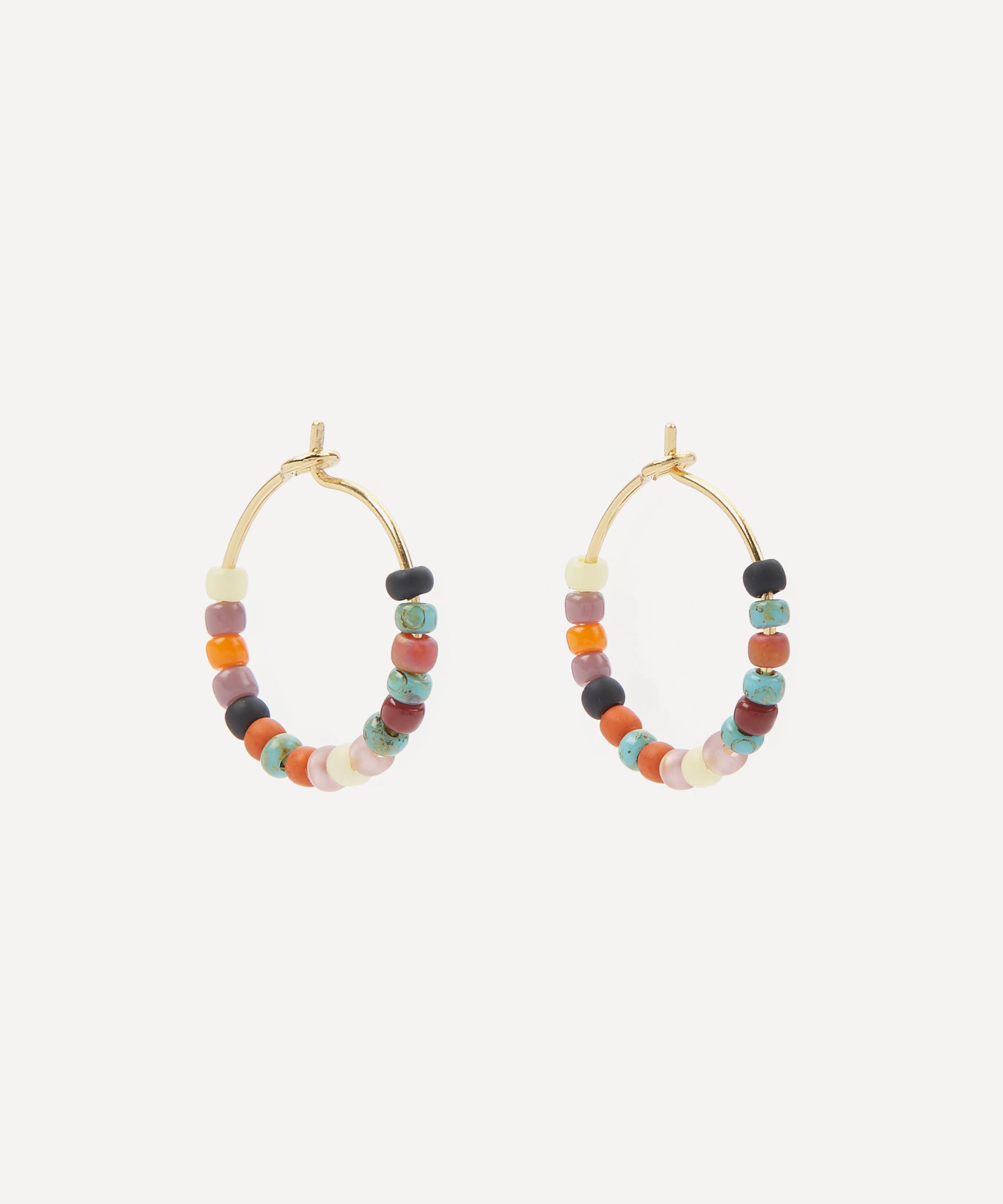 ANNI LU - Gold-Plated Maya Beach Beaded Hoop Earrings image number 0