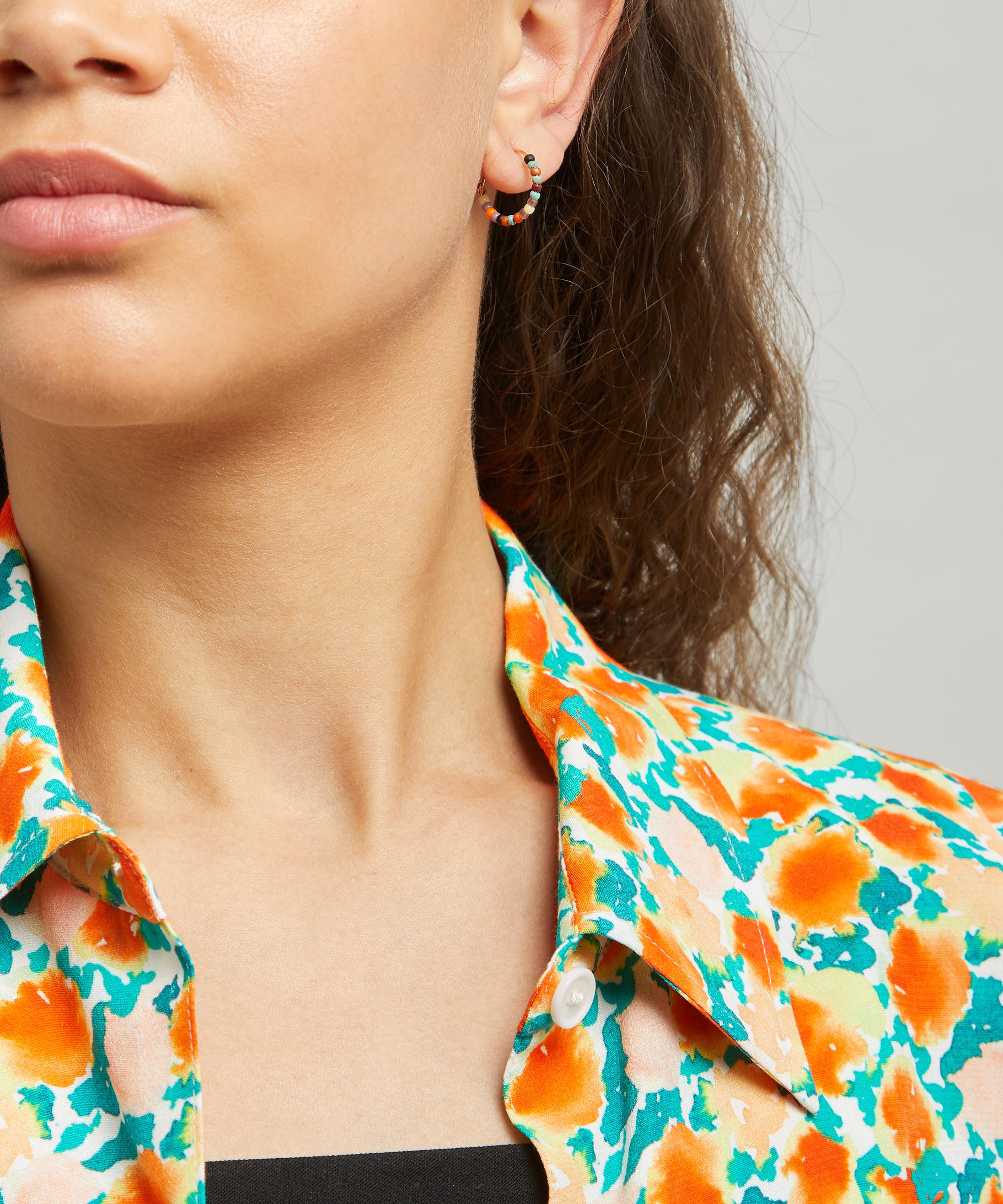 ANNI LU - Gold-Plated Maya Beach Beaded Hoop Earrings image number 1