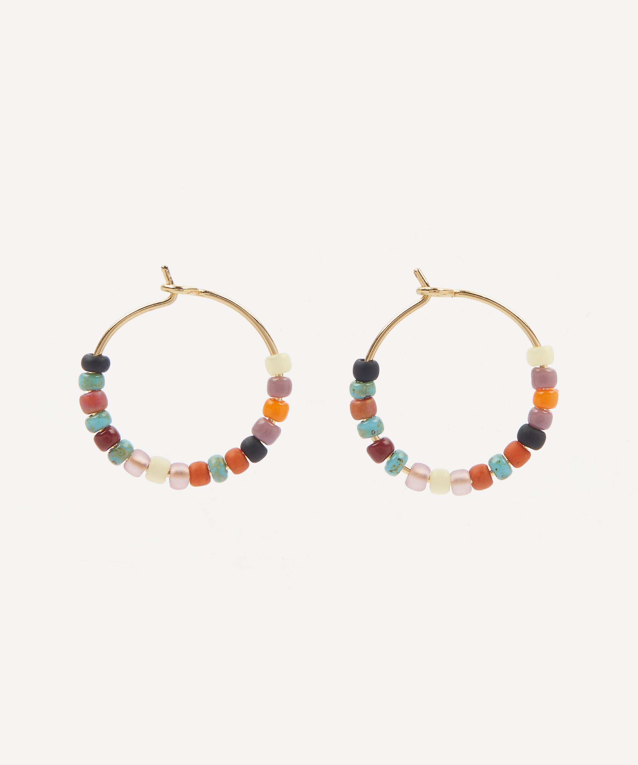 ANNI LU - Gold-Plated Maya Beach Beaded Hoop Earrings image number 2