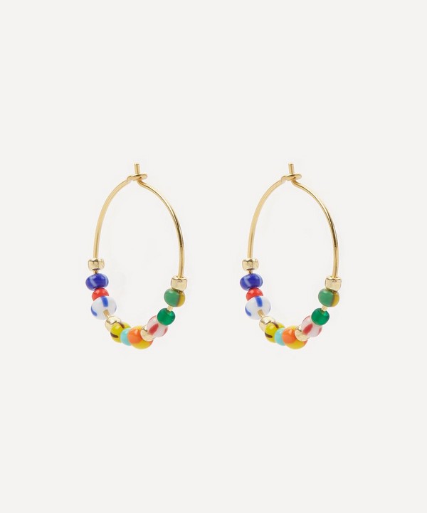 ANNI LU - Gold-Plated Golden Alaia Beaded Hoop Earrings image number null
