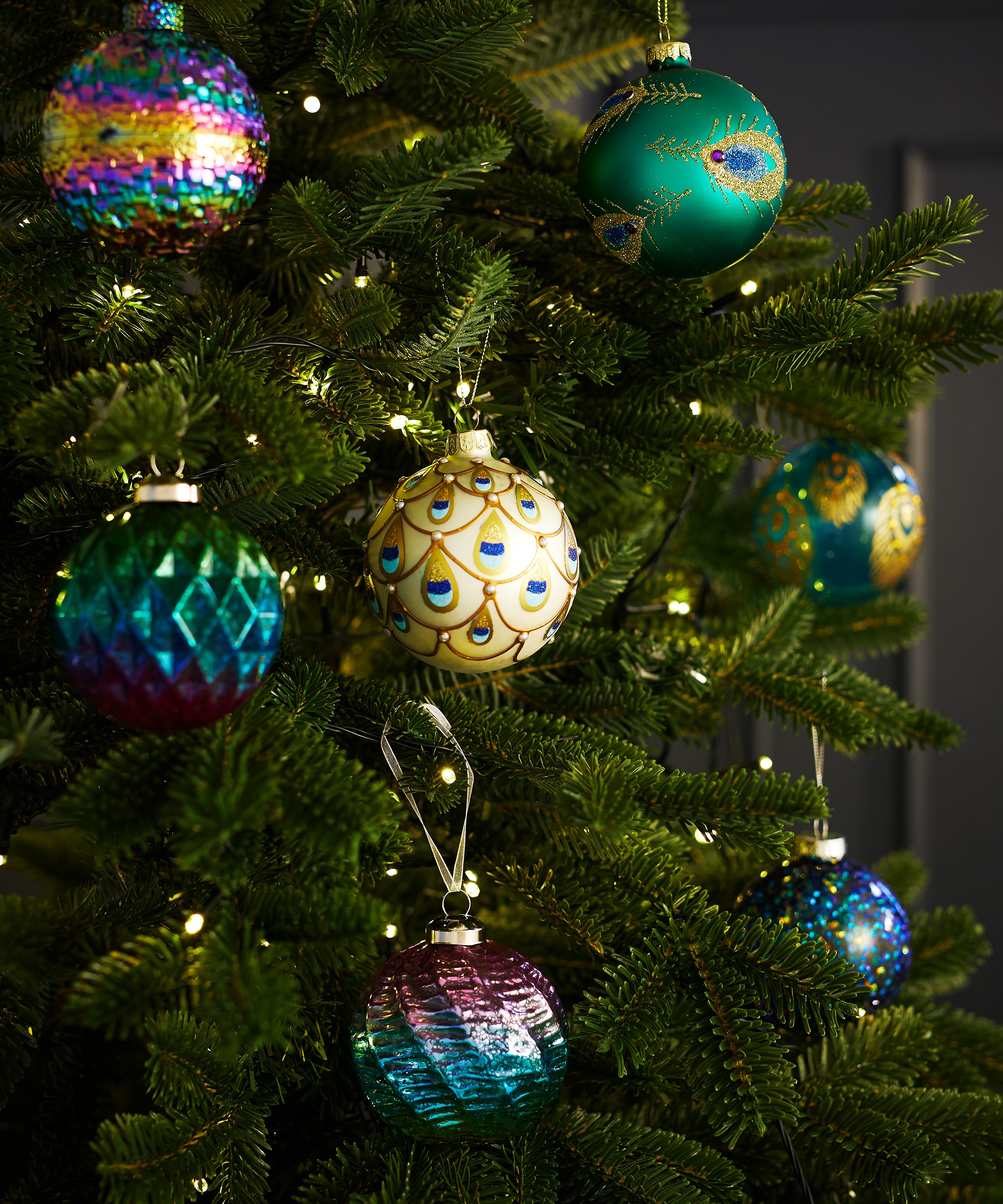 Christmas - Glass Peacock Bauble image number 1