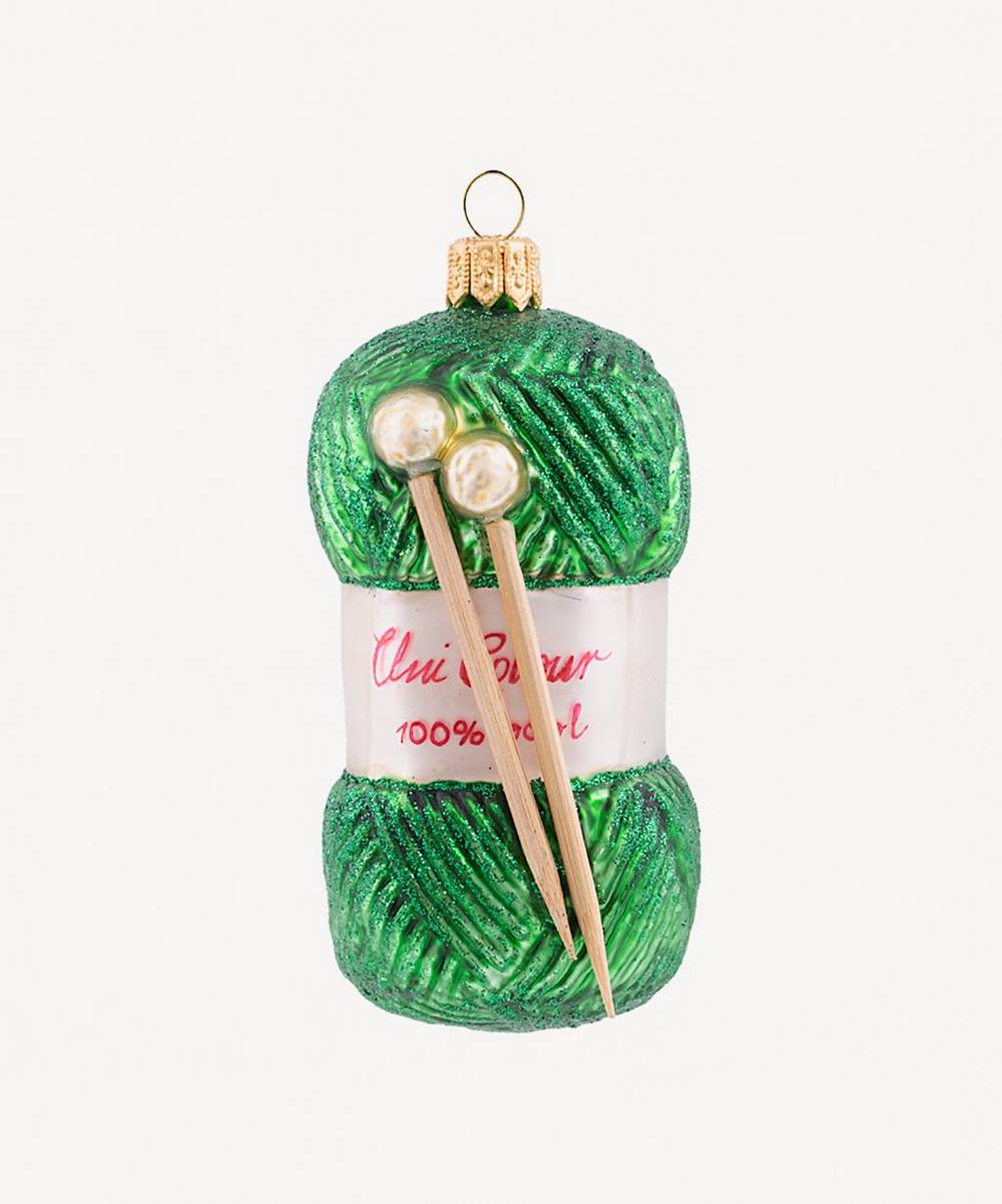 Christmas - Glass Knitting Yarn and Needles Ornament