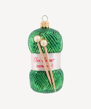Christmas - Glass Knitting Yarn and Needles Ornament image number 0