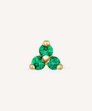 Maria Tash - 18ct 3mm Emerald Trinity Threaded Stud Earring image number 1