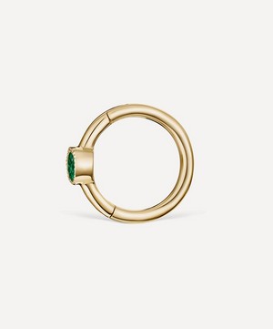 Maria Tash - 14ct 6.5mm Scallop Set Emerald Hoop Earring image number 1