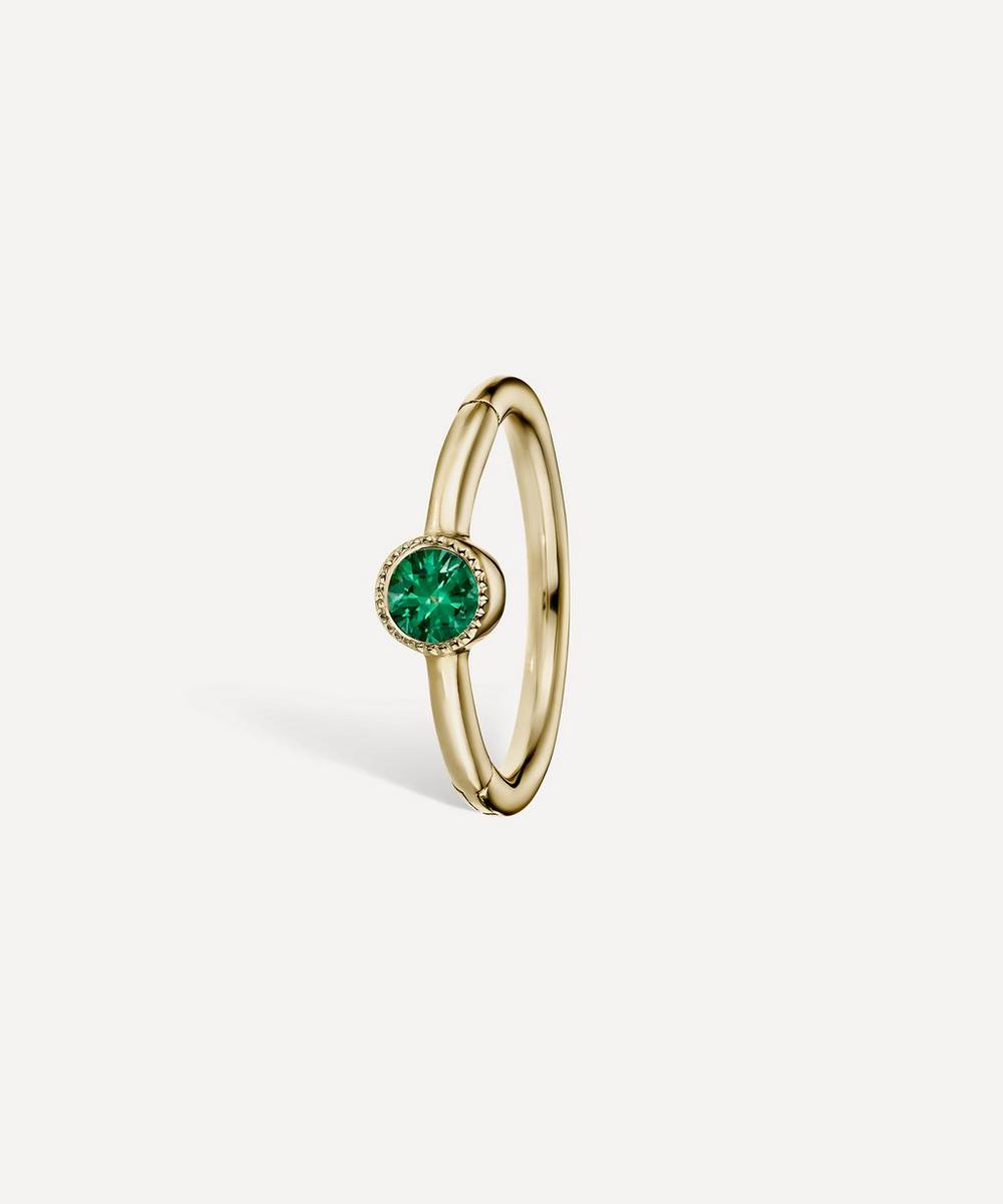 Maria Tash - 18ct Gold 8mm Scalloped Emerald Single Hoop Earring