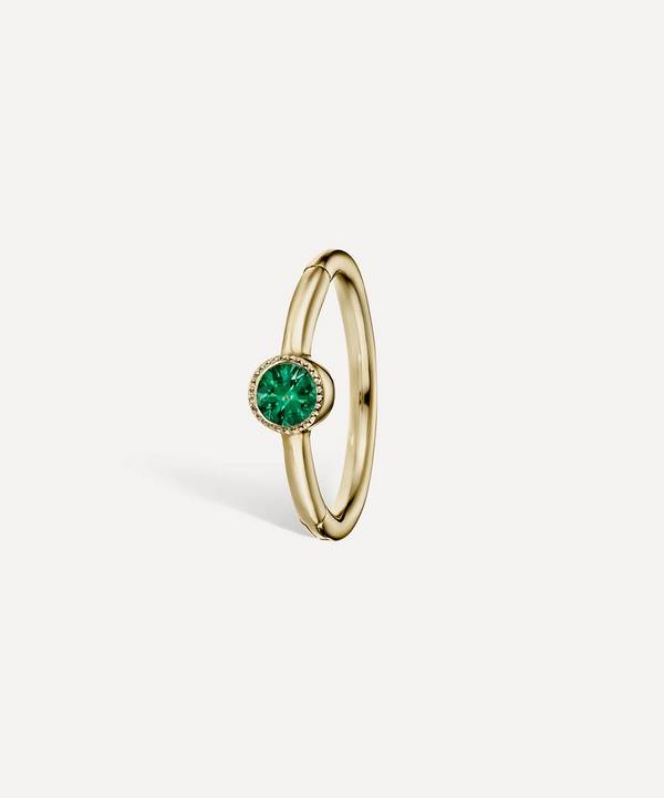 Maria Tash - 18ct Gold 8mm Scalloped Emerald Single Hoop Earring image number 0