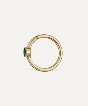 Maria Tash - 14ct 8mm Scallop Set Emerald Hoop Earring image number 1
