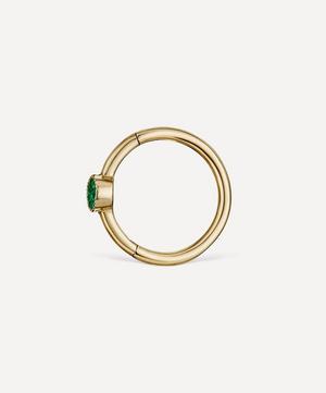 Maria Tash - 14ct 8mm Scallop Set Emerald Hoop Earring image number 1