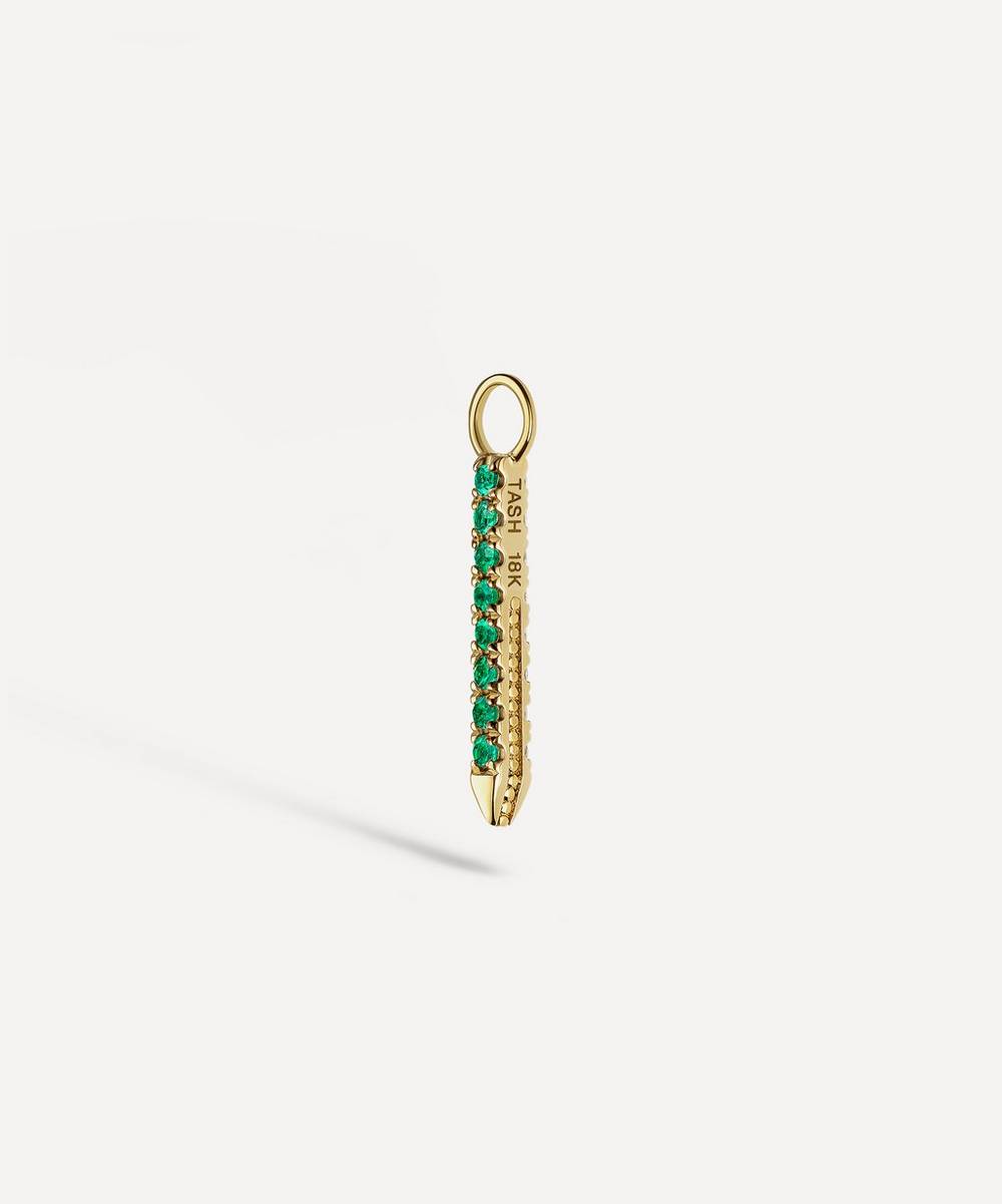 Maria Tash - 18ct Gold 11mm Double Sided Diamond And Emerald Eternity Bar Charm