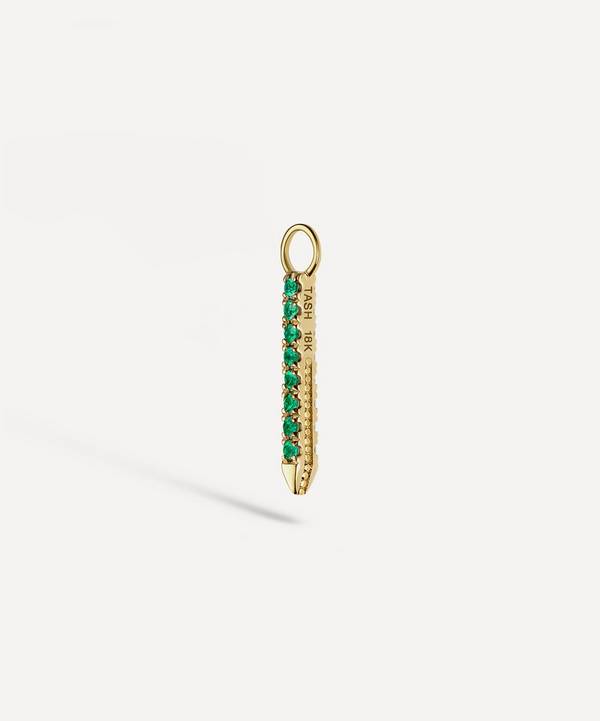 Maria Tash - 18ct Gold 11mm Double Sided Diamond And Emerald Eternity Bar Charm image number 0