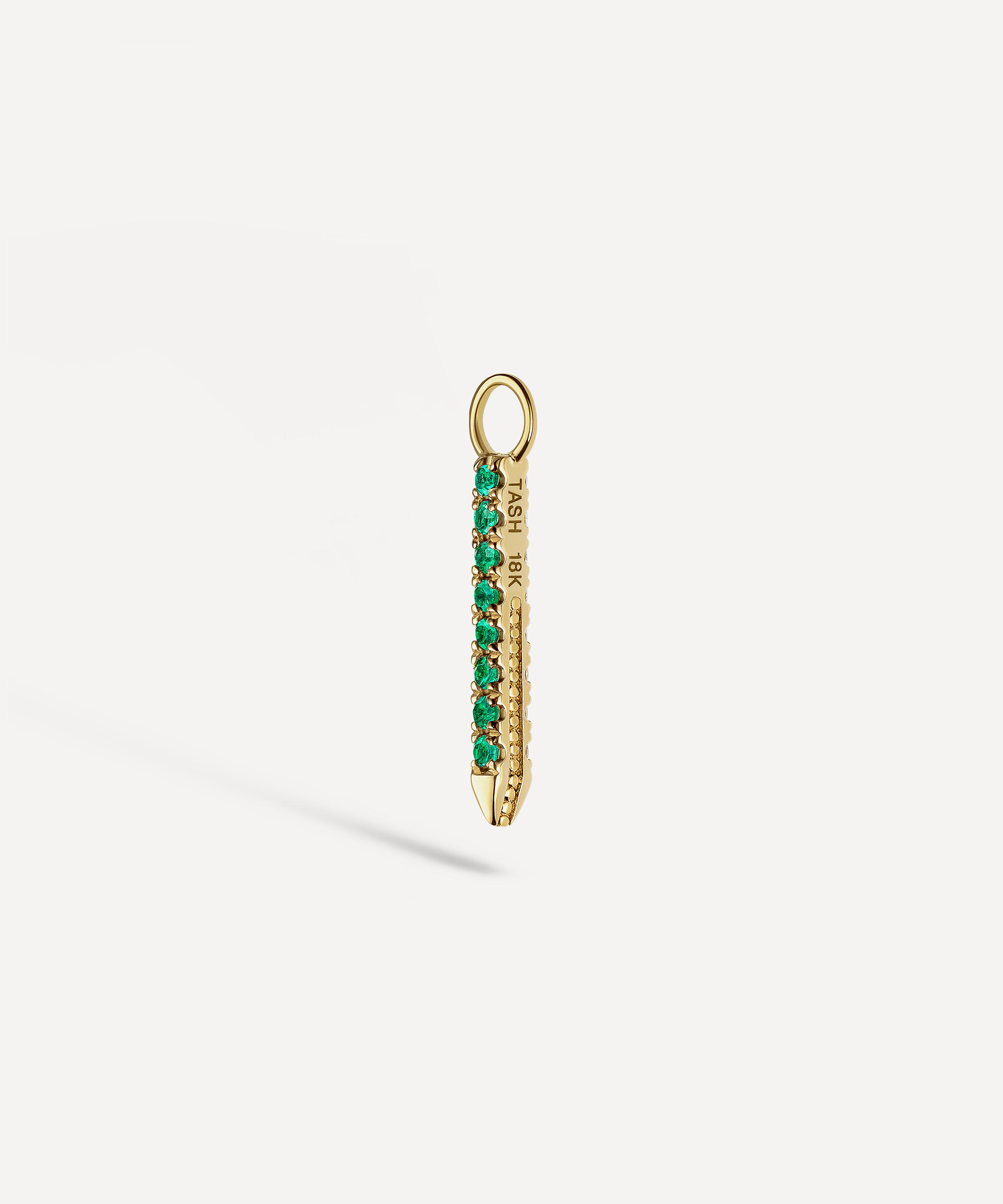 Maria Tash - 18ct 11mm Diamond and Emerald Eternity Bar Charm image number 0