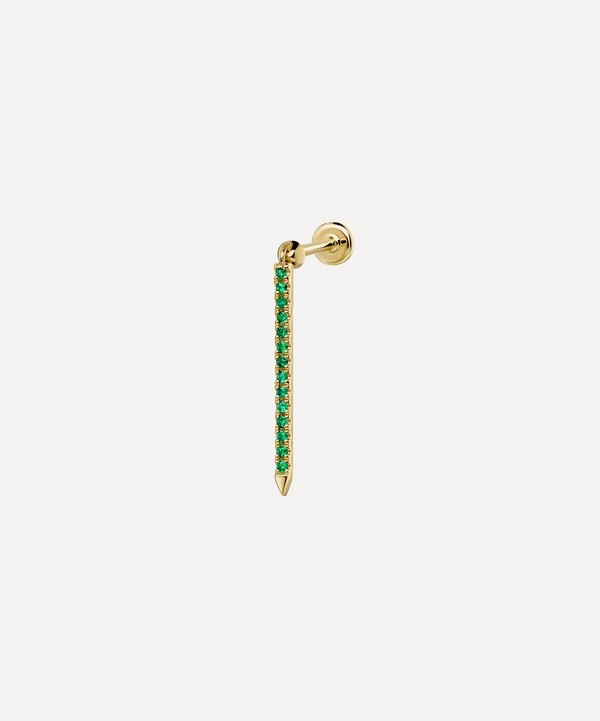 Maria Tash - 18ct 18mm Emerald Eternity Bar Charm Threaded Stud Earring image number null