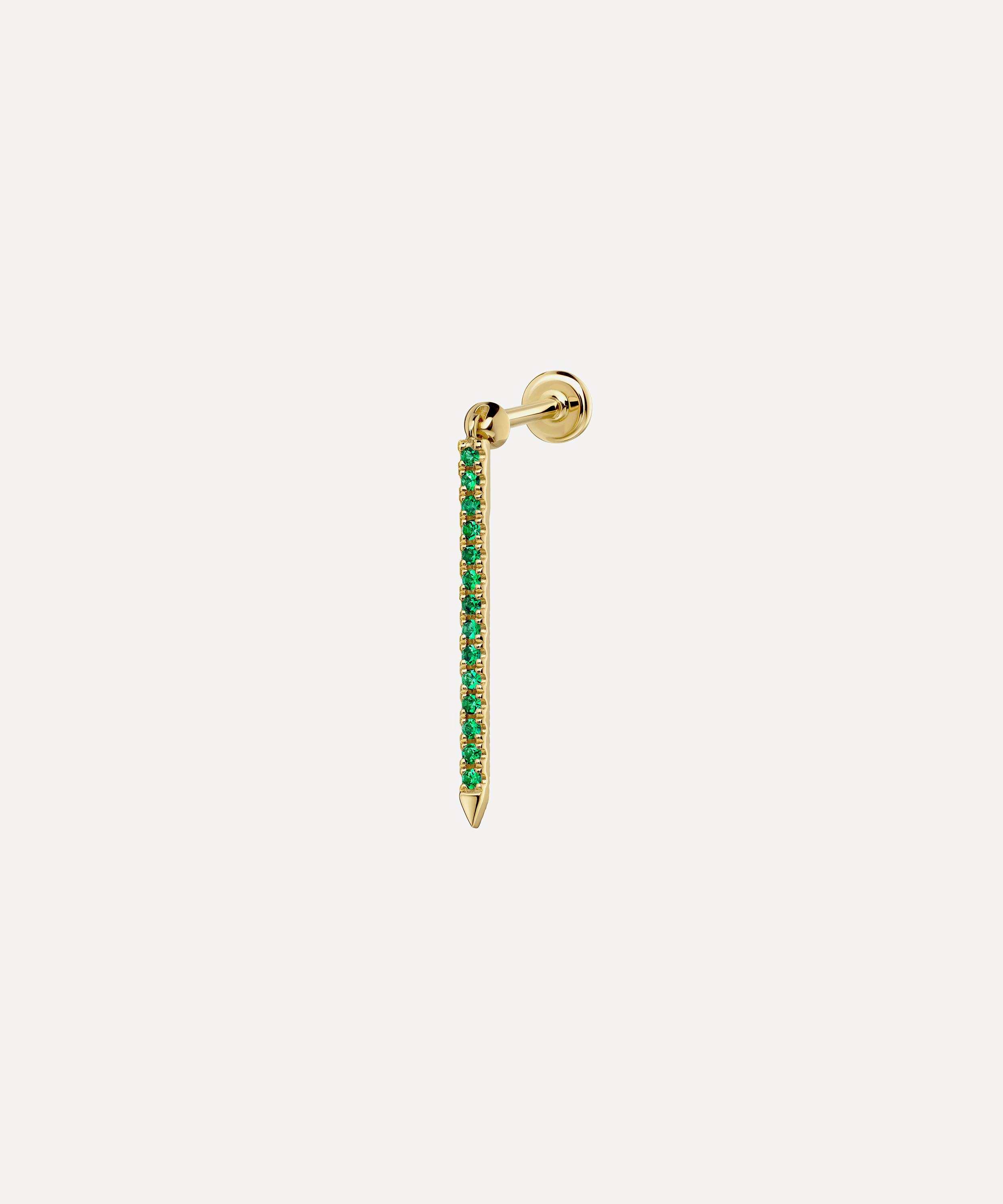 Maria Tash - 18ct 18mm Emerald Eternity Bar Charm Threaded Stud Earring image number 0