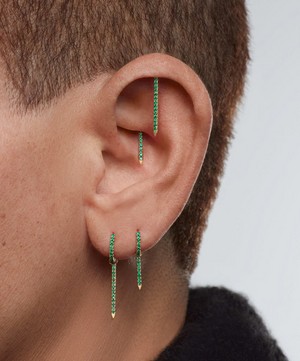Maria Tash - 18ct 18mm Emerald Eternity Bar Charm Threaded Stud Earring image number 1