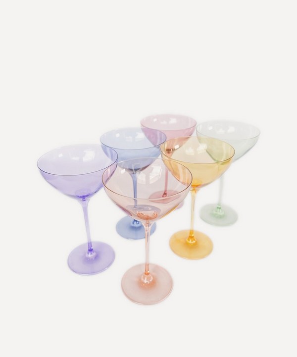 Estelle Colored Glass - Rainbow Pastel Martini Glasses Set of Six image number null