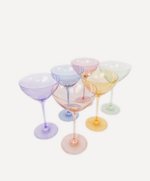 Estelle Colored Glass - Rainbow Pastel Martini Glasses Set of Six image number 0