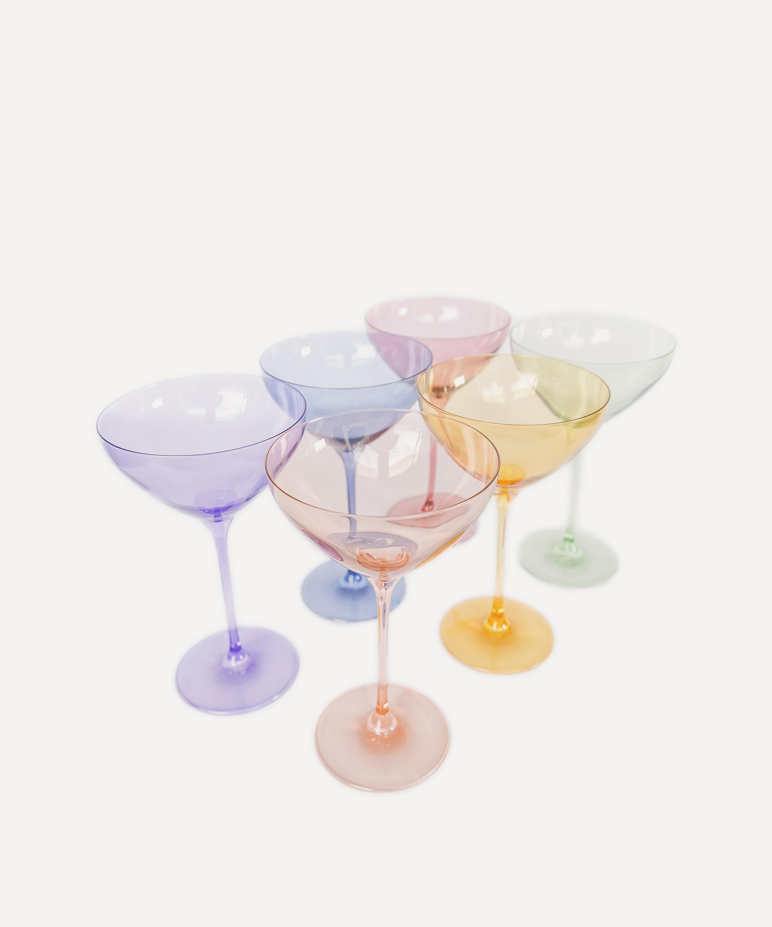 Set of 6 multicolor stemless martini glasses