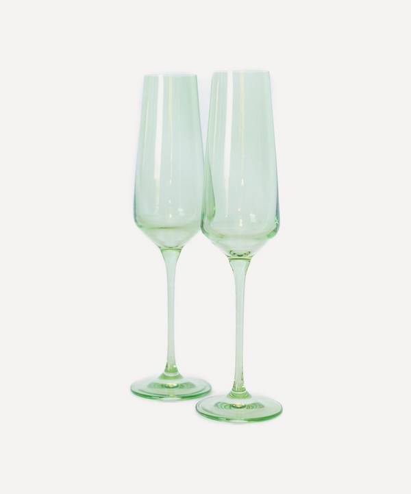 Estelle Colored Glass - Mint Green Champagne Flutes Set of Two image number 0