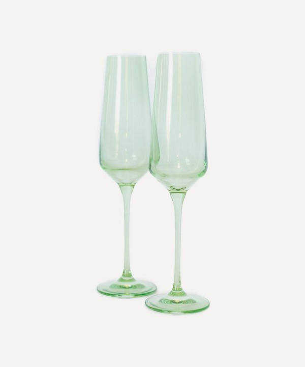 Estelle Colored Glass - Mint Green Champagne Flutes Set of Two image number null