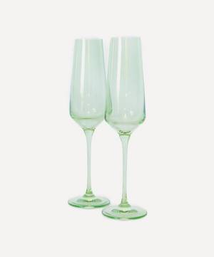 Mint Green Champagne Flutes Set of Two