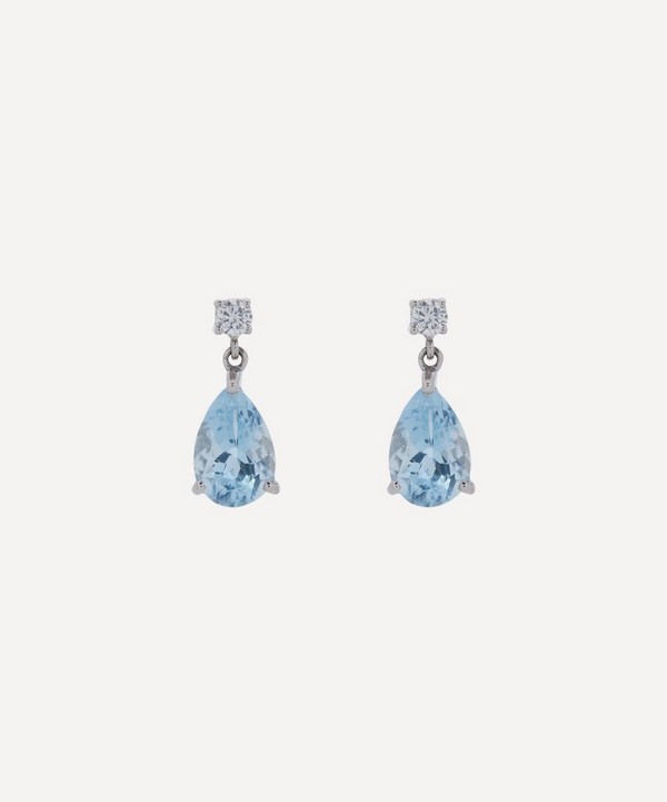 Kojis - 18ct White Gold Aquamarine and Diamond Drop Earrings image number null