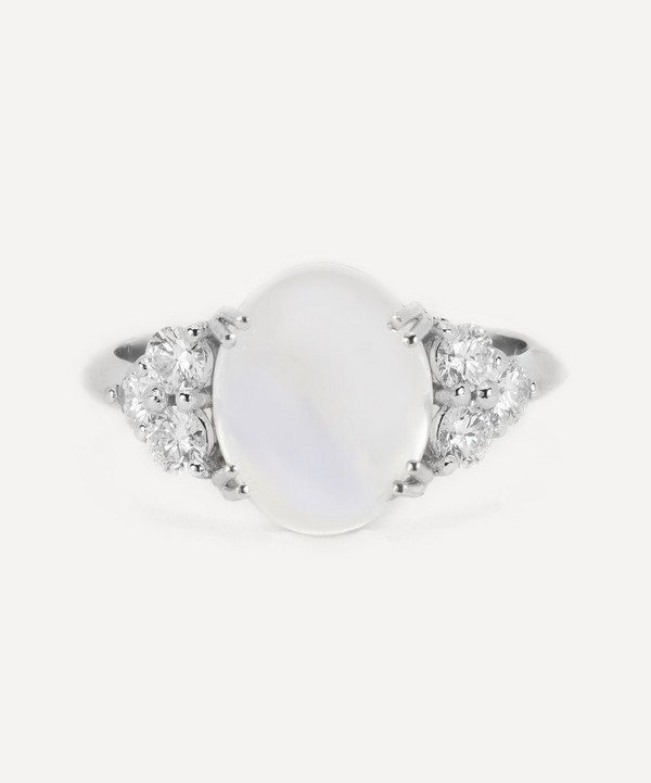Kojis - 18ct White Gold Moonstone and Diamond Trefoil Ring image number null