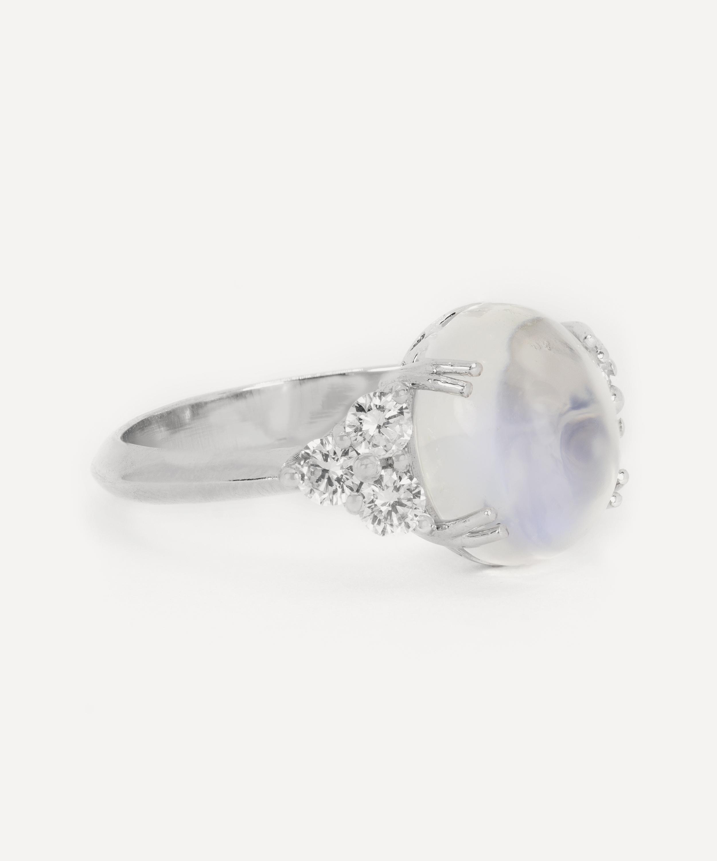 Kojis - 18ct White Gold Moonstone and Diamond Trefoil Ring image number 1