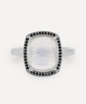 Kojis - Platinum Moonstone and Black Diamond Cluster Ring image number 0