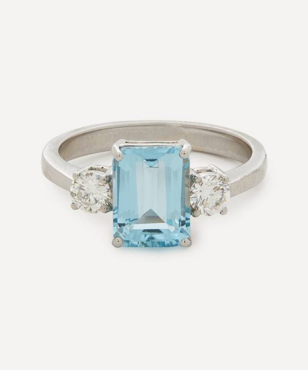 Kojis - 18ct White Gold Aquamarine and Diamond Three Stone Ring image number 0