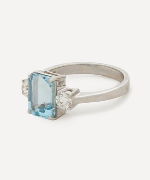 Kojis - 18ct White Gold Aquamarine and Diamond Three Stone Ring image number 2