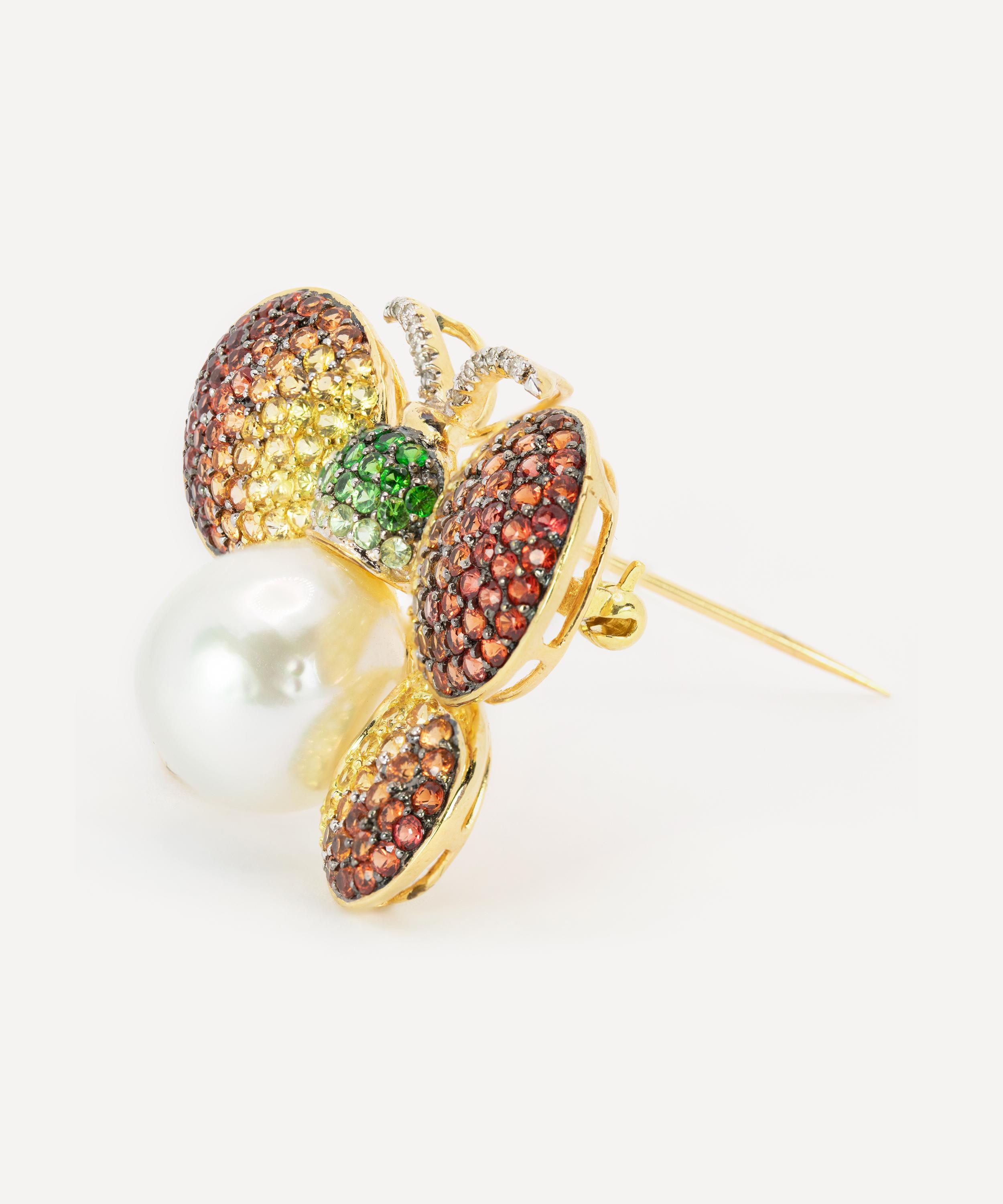 Kojis - 18ct Gold South Sea Pearl and Sapphire Butterfly Brooch image number 1
