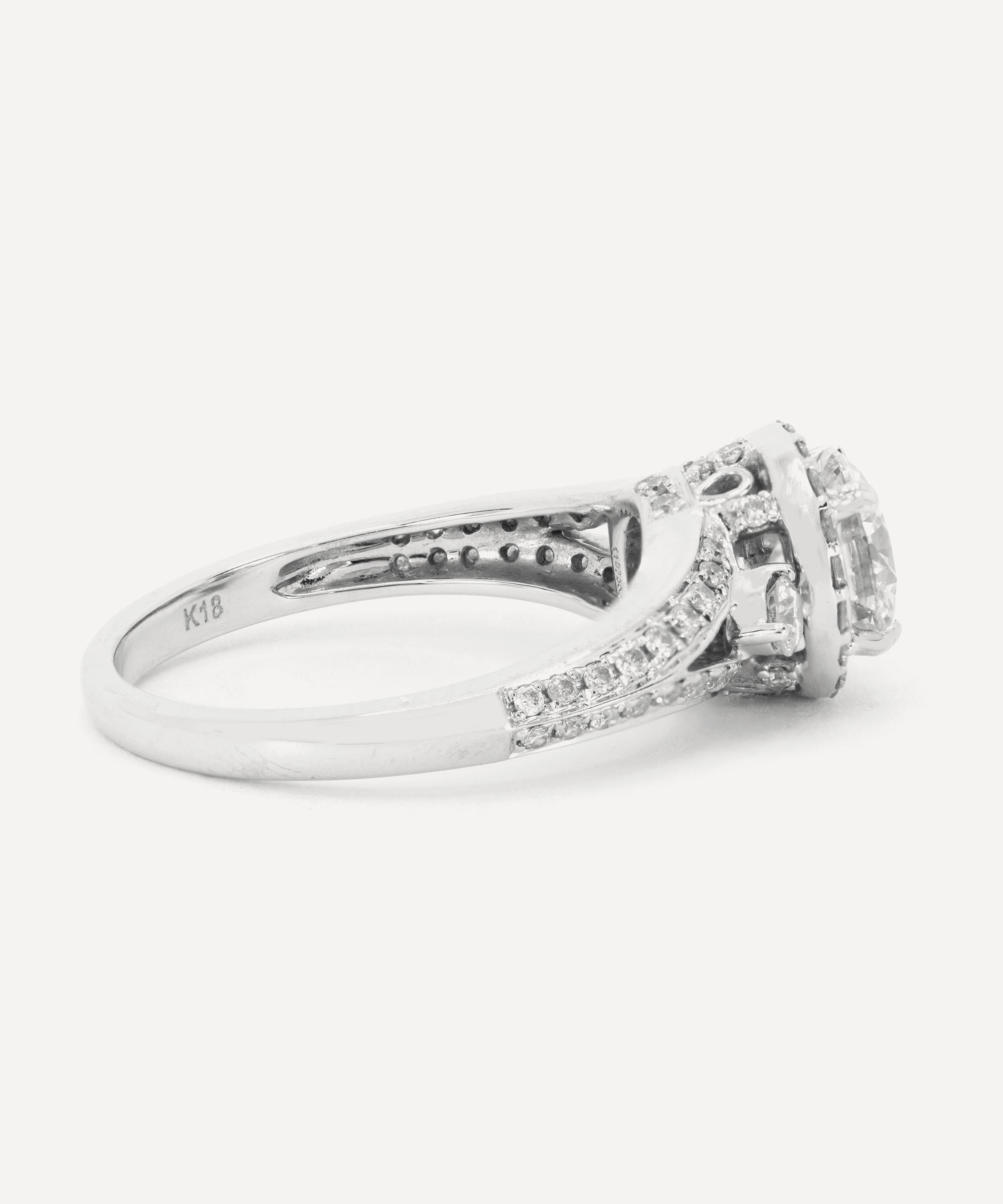 Kojis - 18ct White Gold Diamond Halo Cluster Ring image number 2