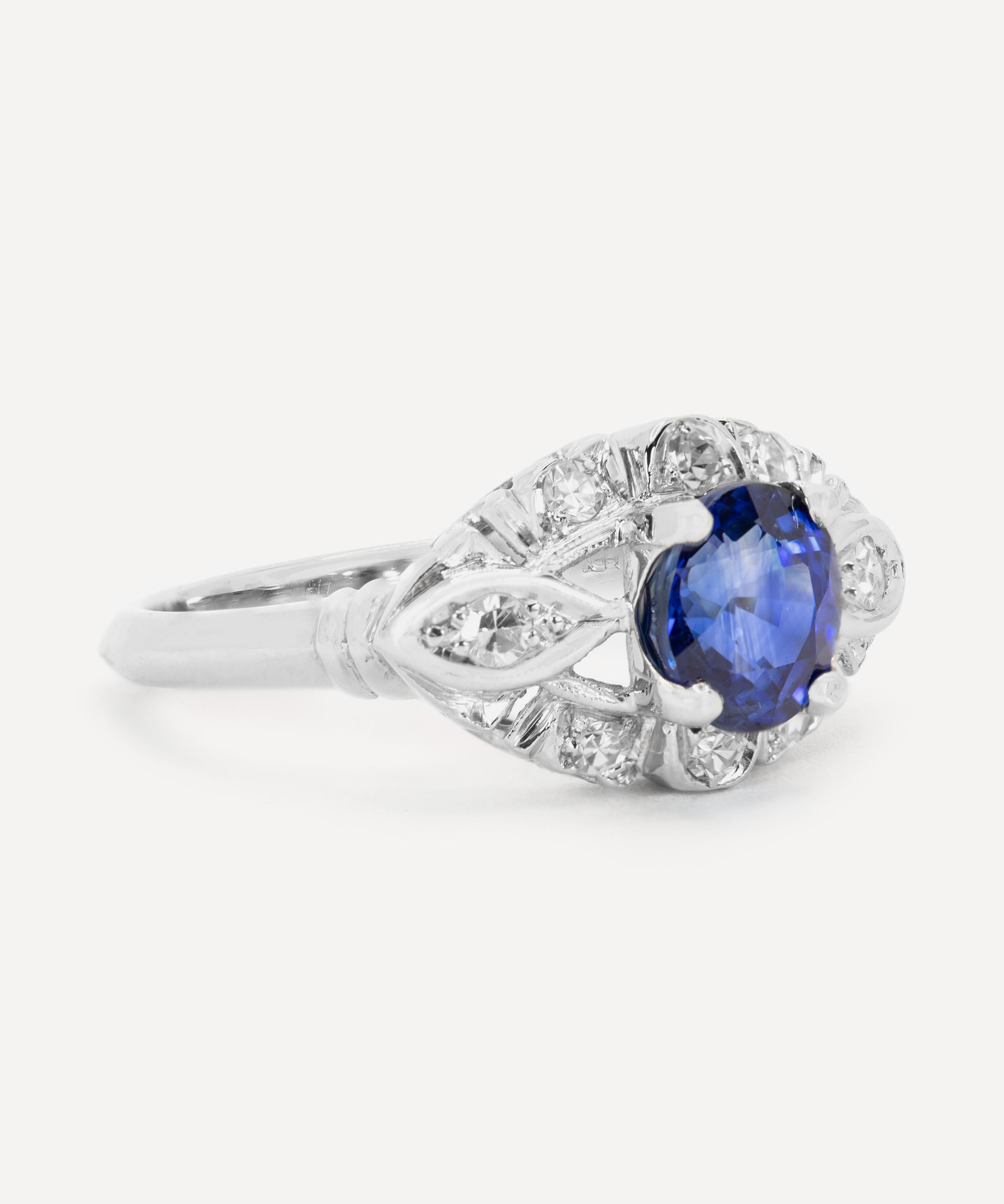 Kojis - Platinum Art Deco Sapphire and Diamond Ring image number 1