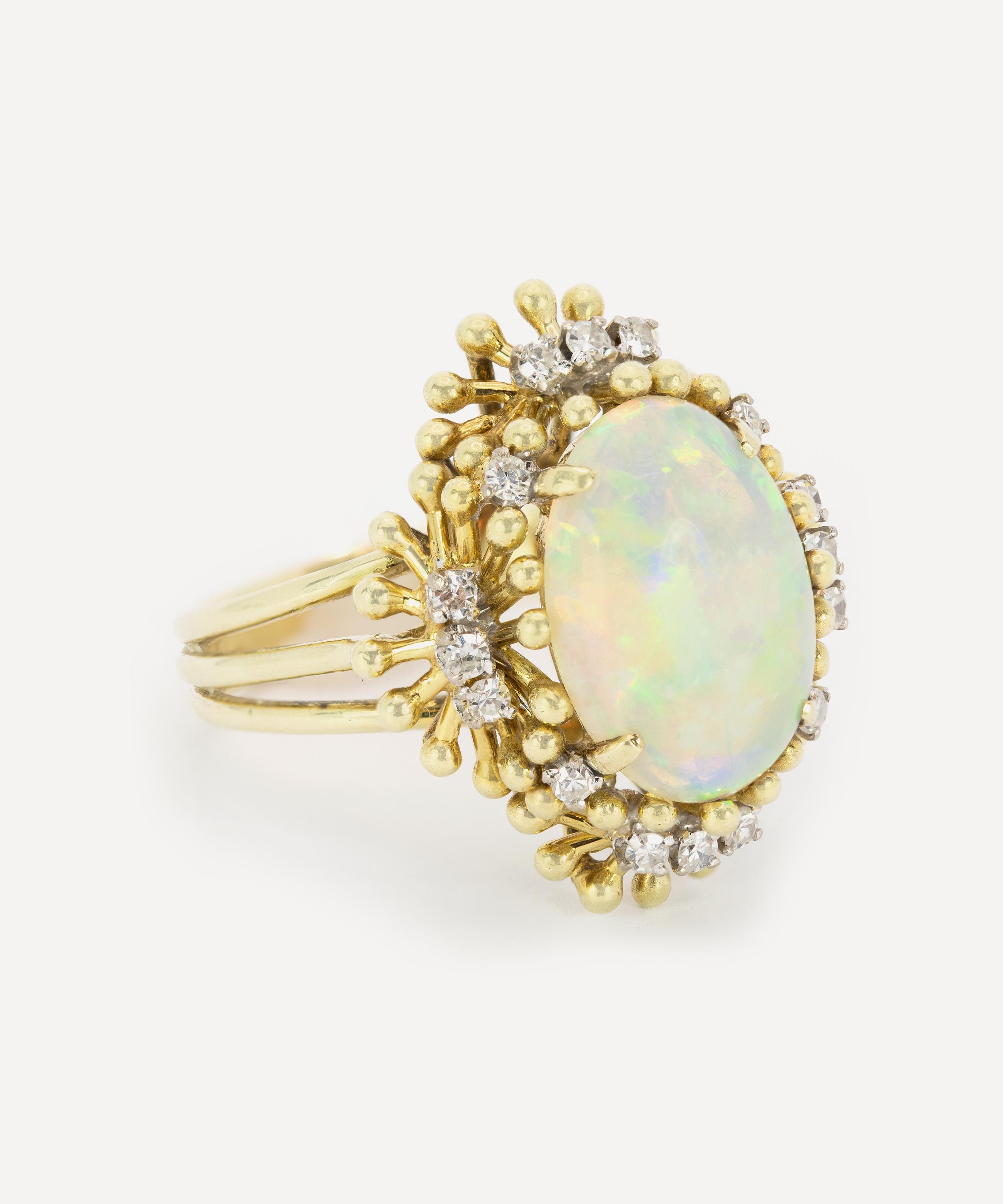 Kojis - 14ct Gold Vintage Opal Cocktail Ring image number 1