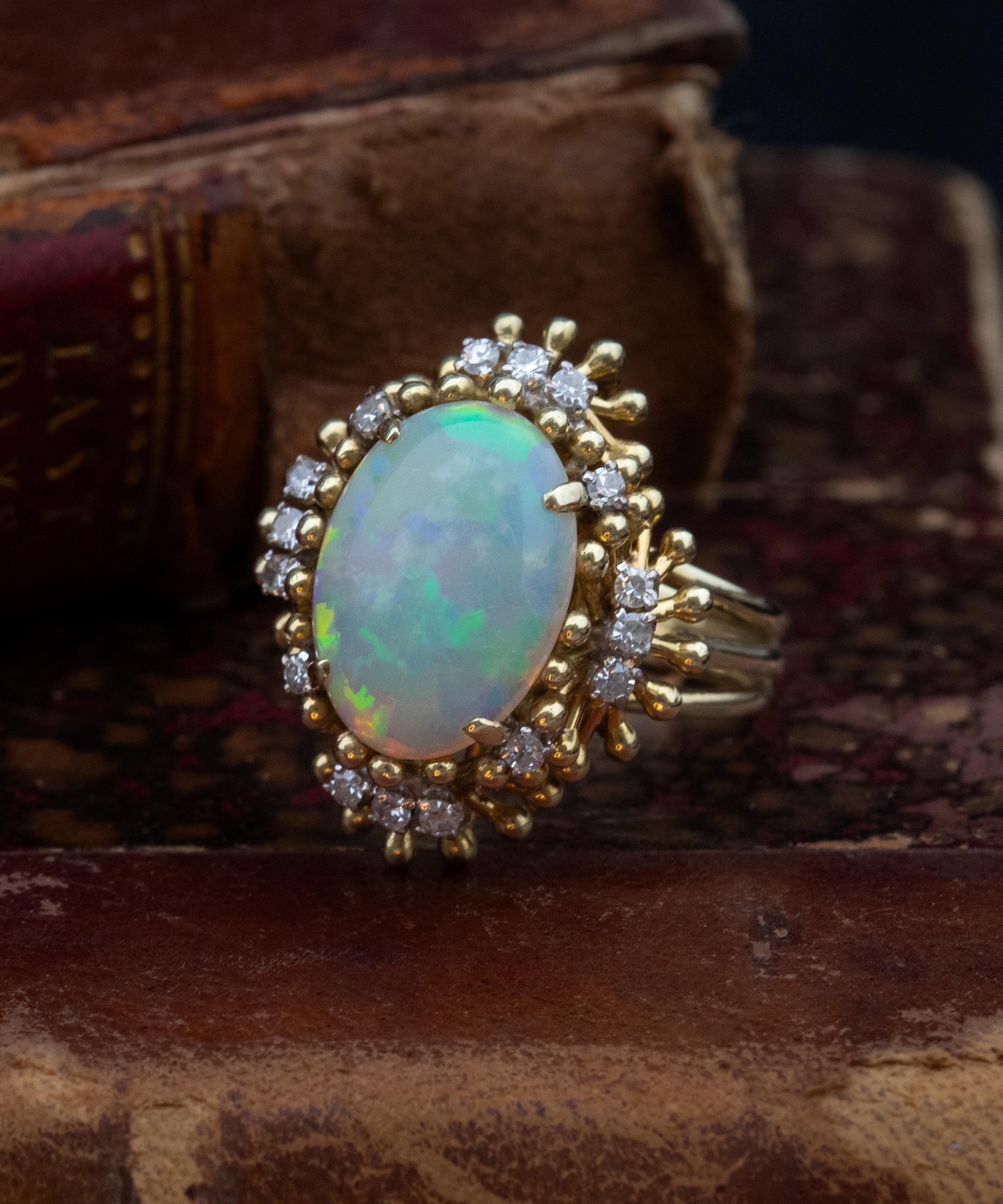 Kojis - 14ct Gold Vintage Opal Cocktail Ring image number 5