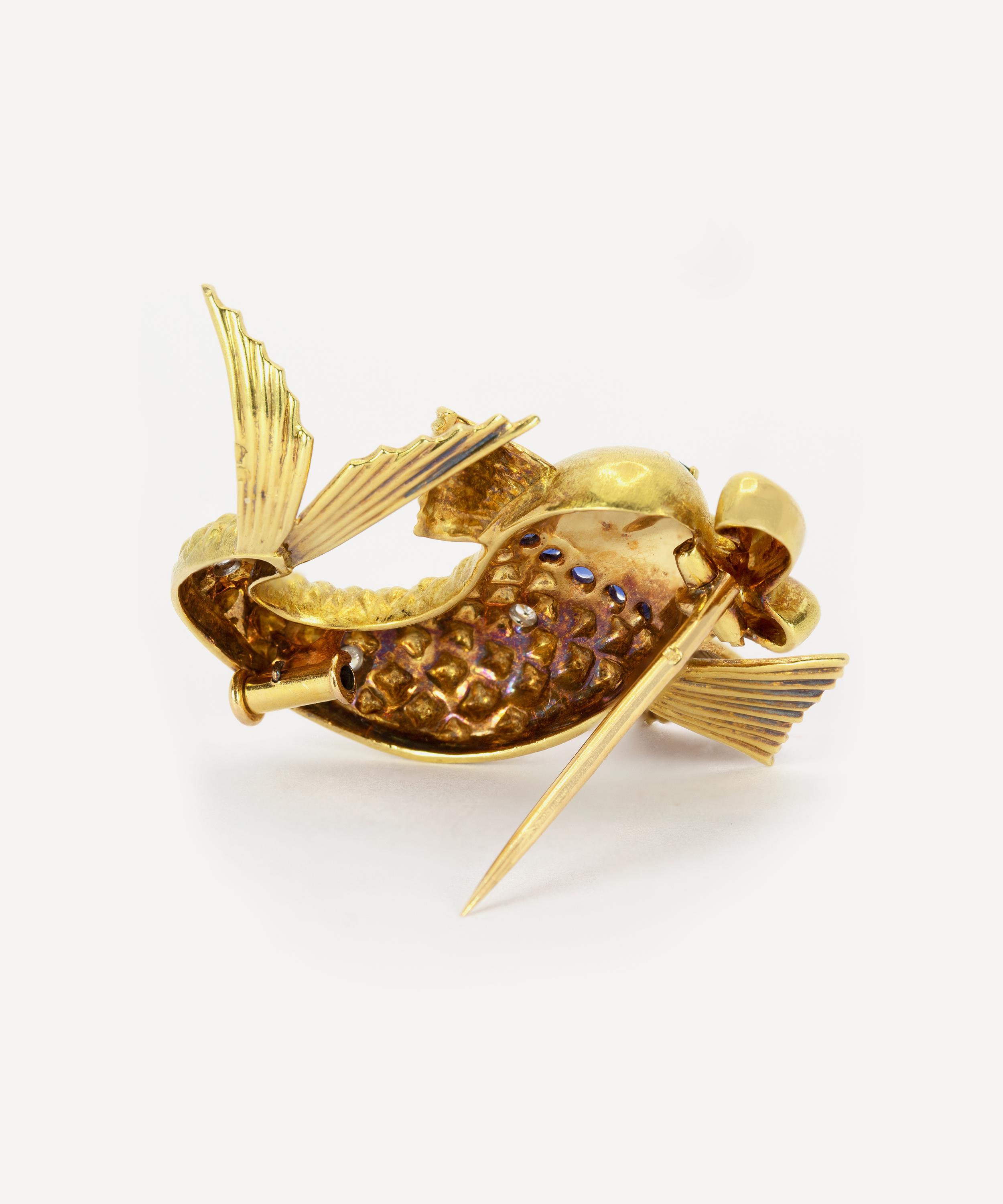 Kojis - 18ct Gold Stylised Dolphin Brooch image number 2