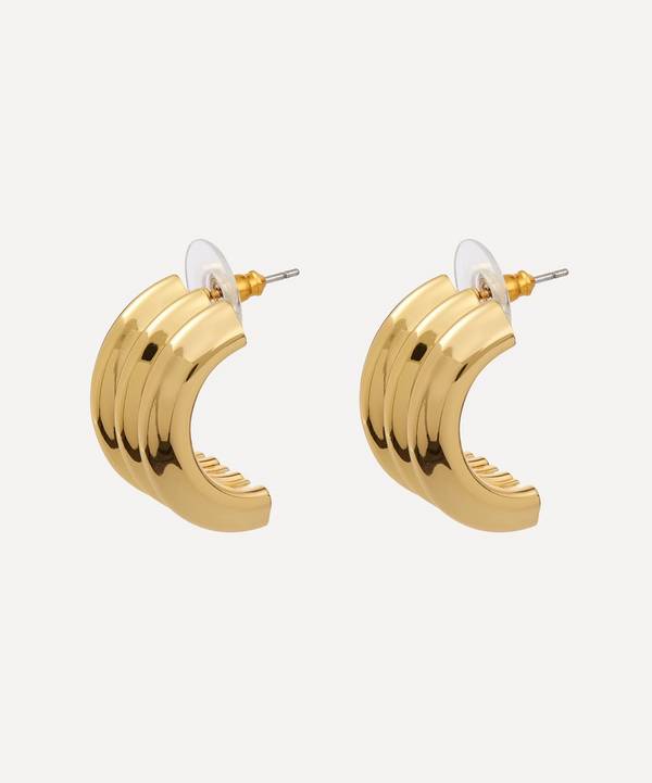 Kenneth Jay Lane - Gold-Plated Polished Ribbed Hoop Earrings image number 0
