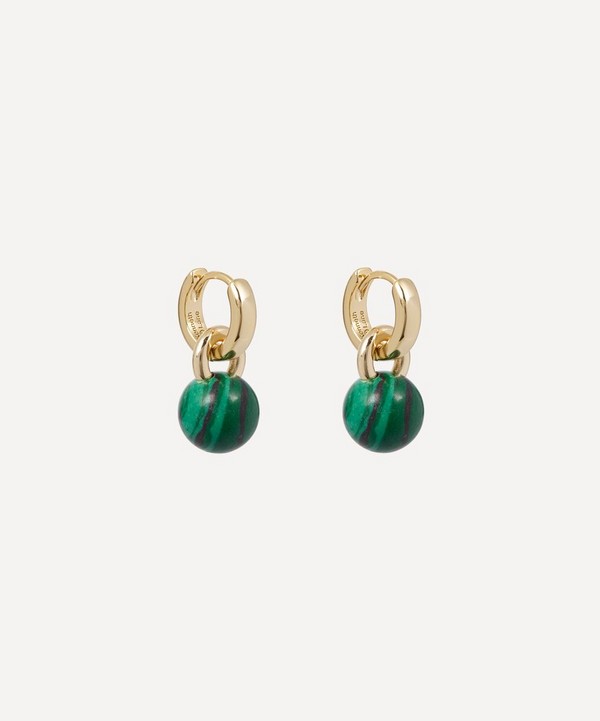 Kenneth Jay Lane - 14ct Gold-Plated Huggie Malachite Ball Drop Earrings image number null
