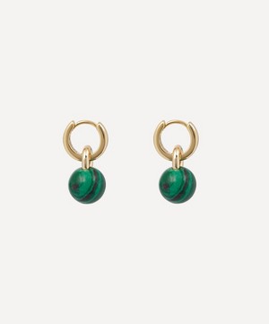 Kenneth Jay Lane - 14ct Gold-Plated Huggie Malachite Ball Drop Earrings image number 2