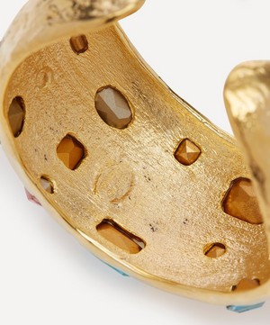Kenneth Jay Lane - 22ct Gold-Plated Satin Hammered Crystal Cuff Bracelet image number 3