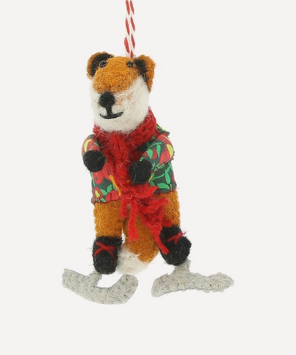 Christmas - Skating Fox Wool Felt Decoration image number null
