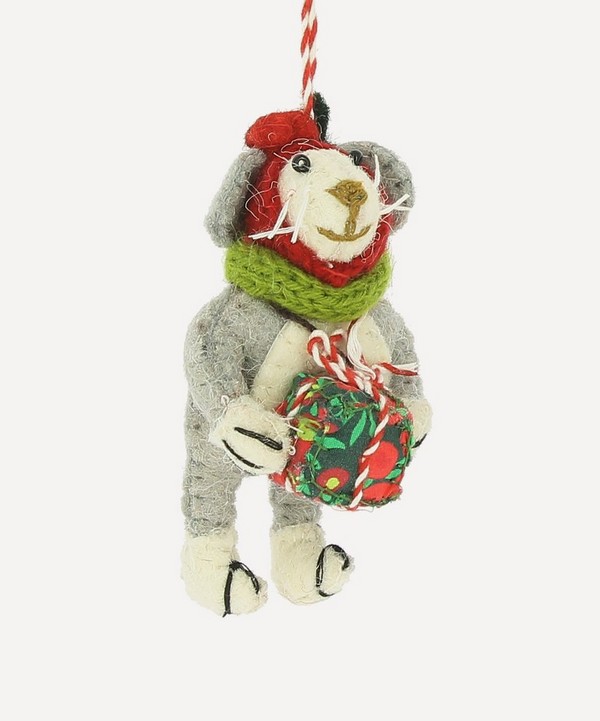 Christmas - Mouse with Present Wool Felt Decoration image number null