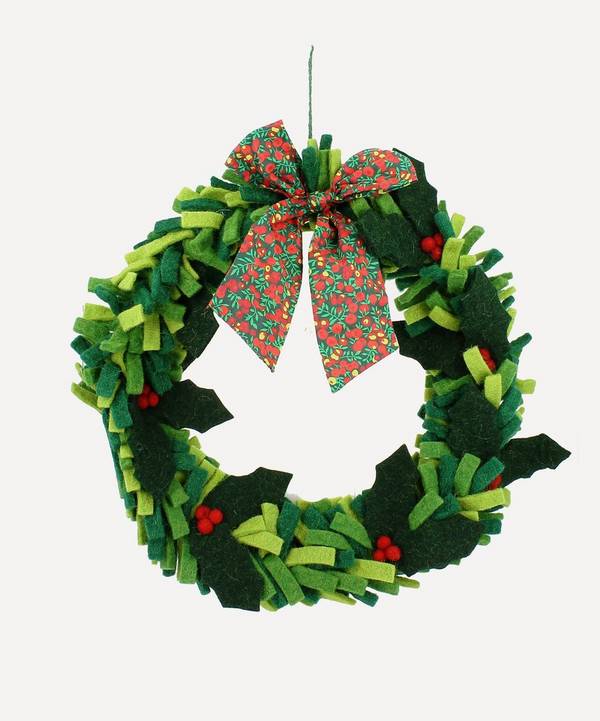 Christmas - Holly Wreath with Liberty Print Bow